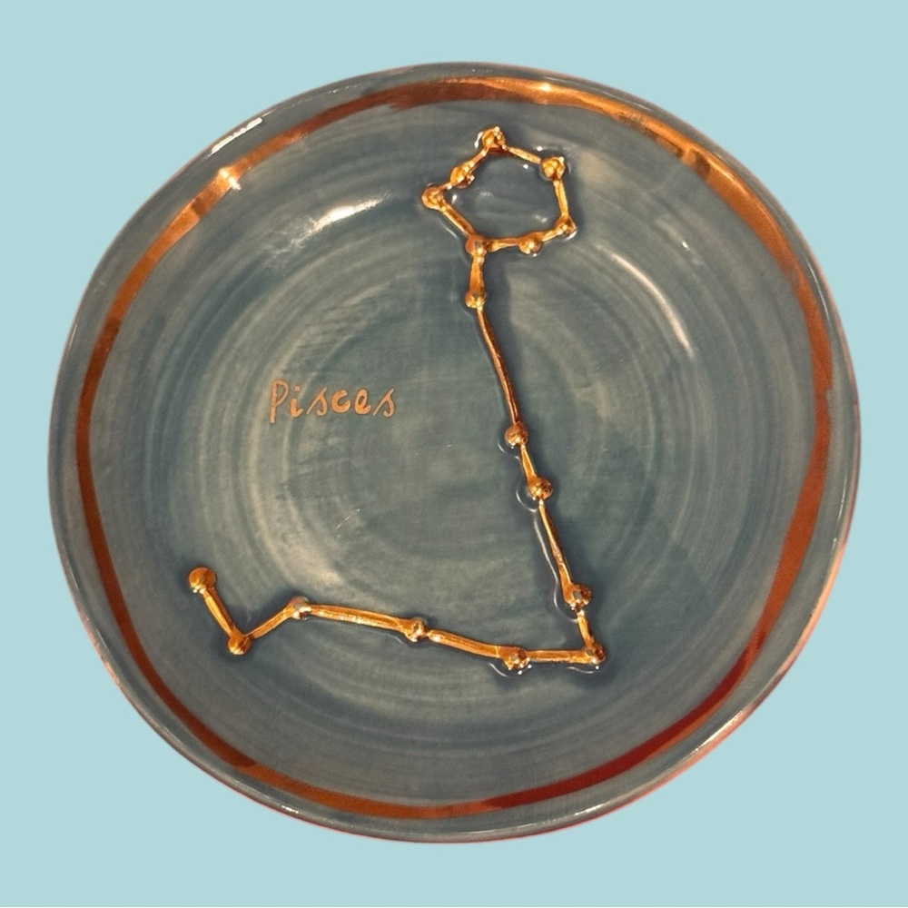 Anthropologie Gray and Gold Celestial Accent Plate